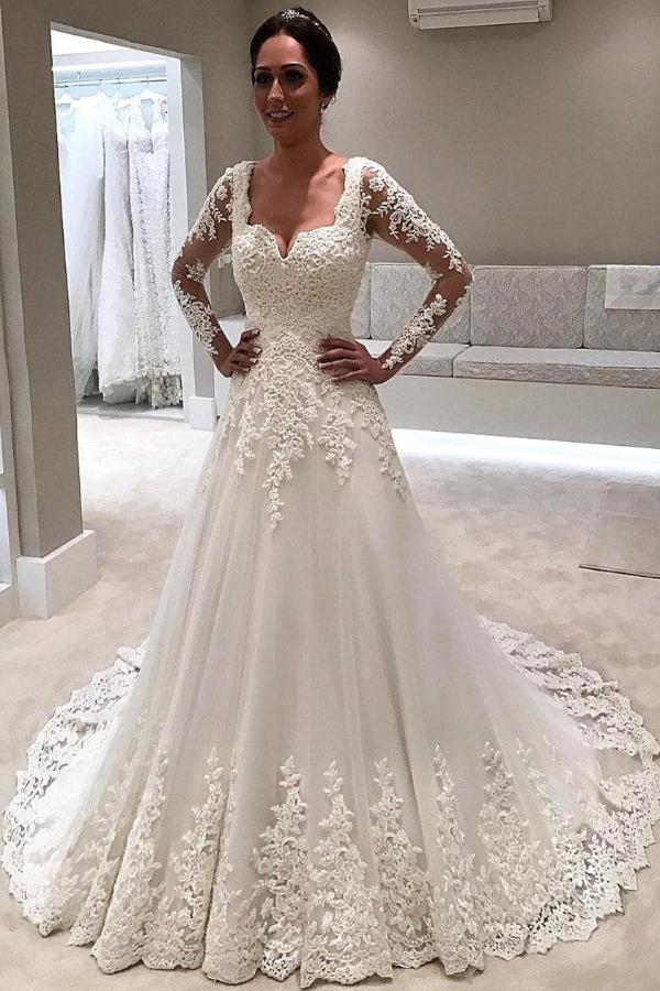 Bestellen Sie Elegante Brautkleider Mit Ärmel online bei babyonlinedress.de. A Linie Spitze Hochzeitskleider für Sie zur Hochzeit online.