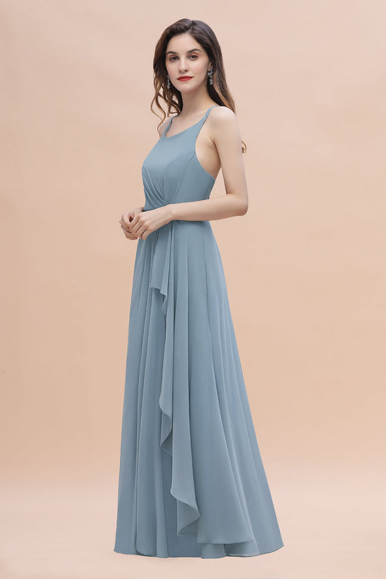 Bestellen Sie Stahlblaue Brautjungfernkleider Günstig online bei babyonlinedress.de. Brautjungfernkleid Lang Chiffon für Sie zur hochzeit gehen.